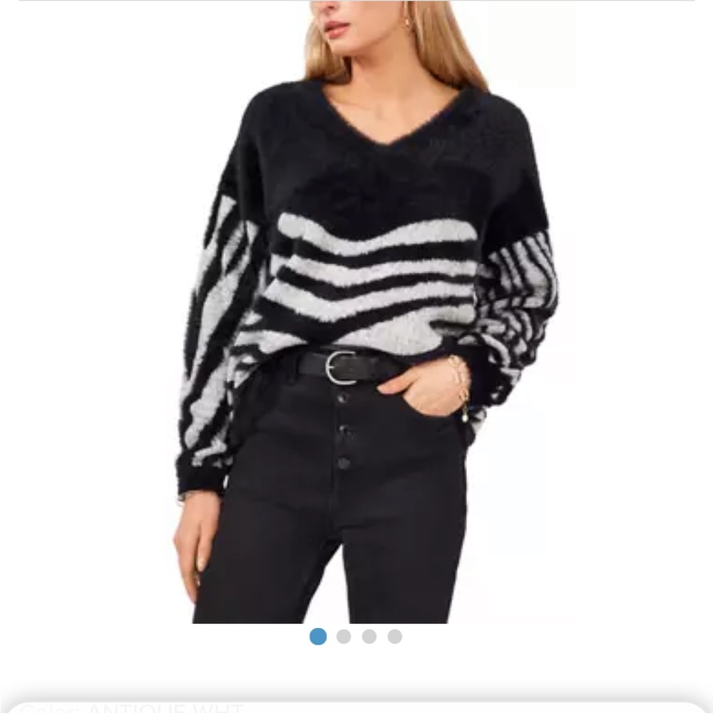 Vince Camuto fuzzy zebra sweater
